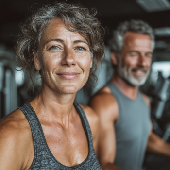 Група людей зрілого віку займається спортом